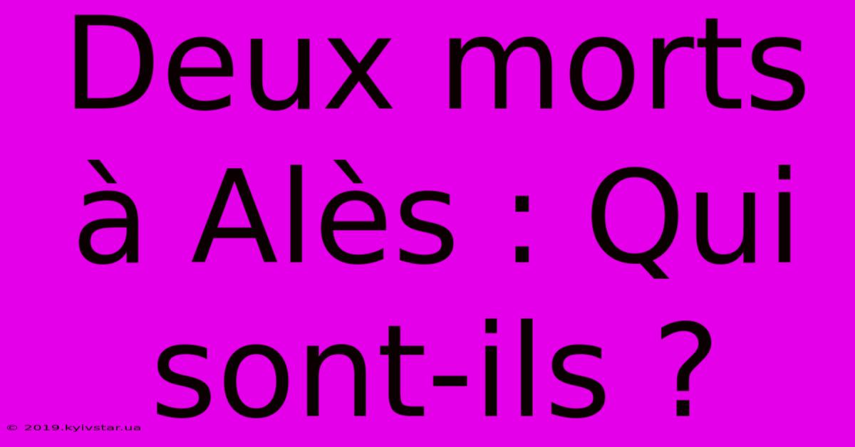 Deux Morts À Alès : Qui Sont-ils ?