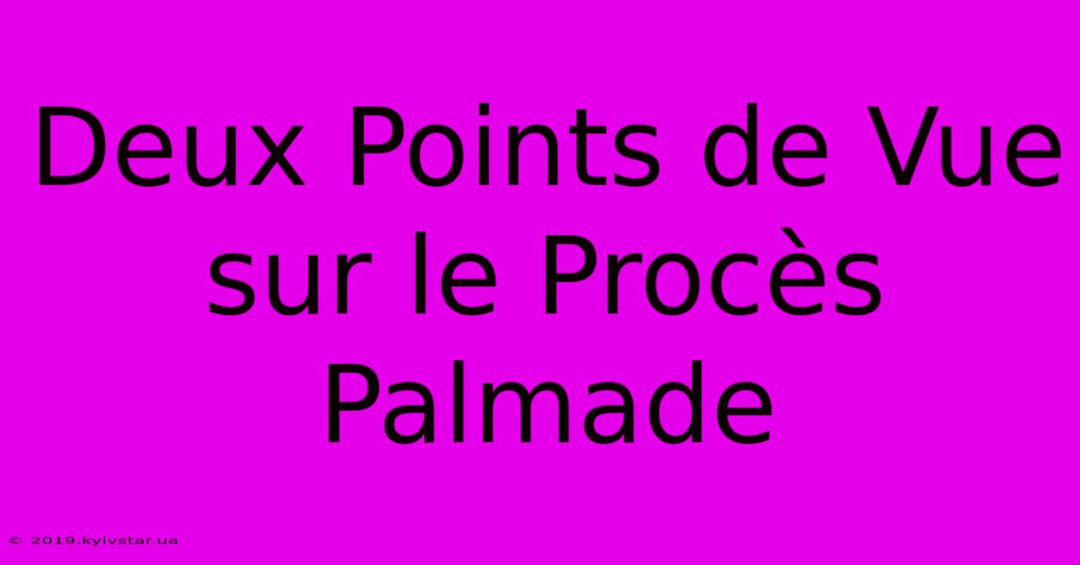 Deux Points De Vue Sur Le Procès Palmade