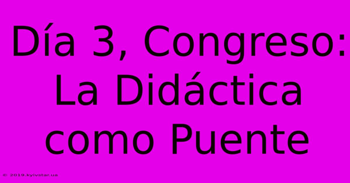 Día 3, Congreso: La Didáctica Como Puente 