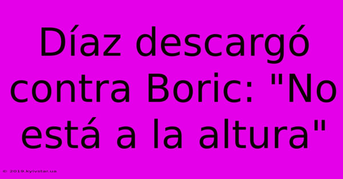 Díaz Descargó Contra Boric: 