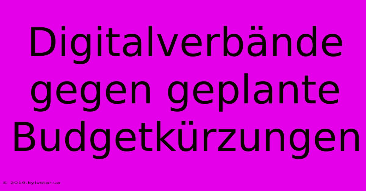 Digitalverbände Gegen Geplante Budgetkürzungen