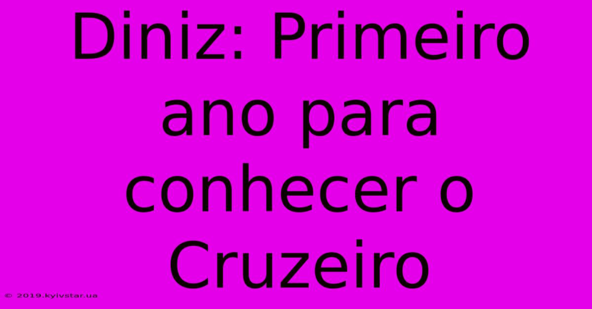 Diniz: Primeiro Ano Para Conhecer O Cruzeiro