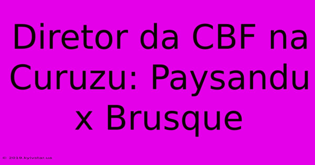 Diretor Da CBF Na Curuzu: Paysandu X Brusque