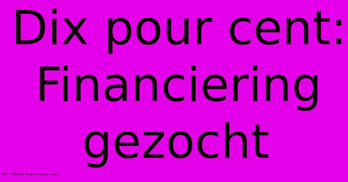 Dix Pour Cent: Financiering Gezocht