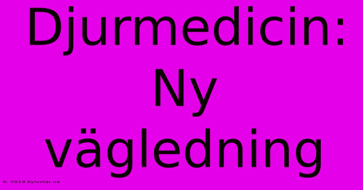 Djurmedicin: Ny Vägledning