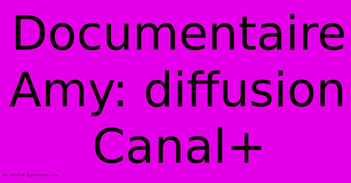 Documentaire Amy: Diffusion Canal+