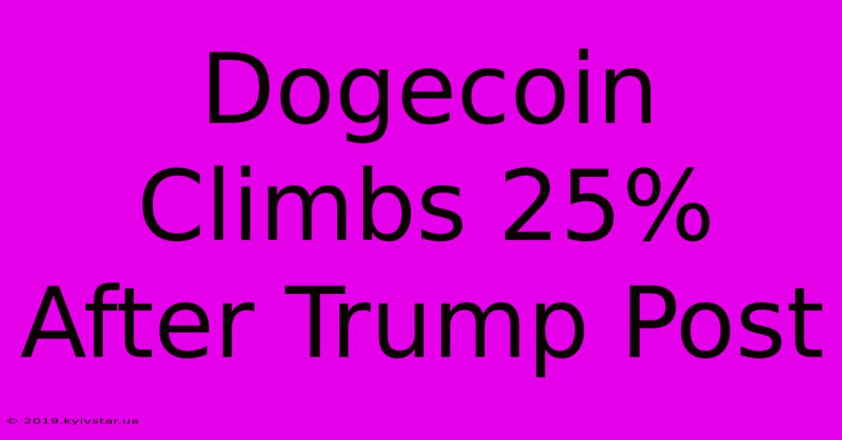 Dogecoin Climbs 25% After Trump Post 