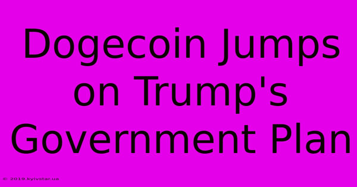 Dogecoin Jumps On Trump's Government Plan 