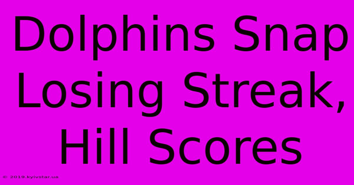 Dolphins Snap Losing Streak, Hill Scores 