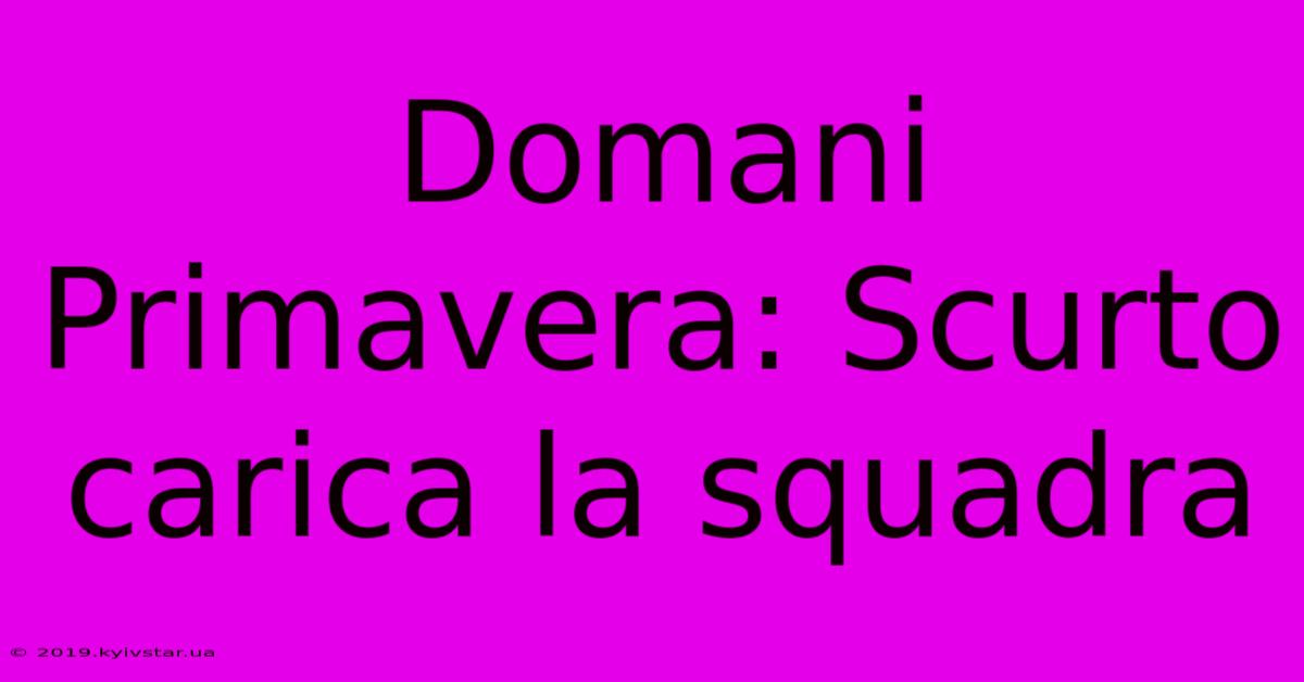 Domani Primavera: Scurto Carica La Squadra