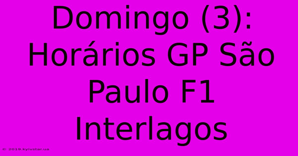 Domingo (3): Horários GP São Paulo F1 Interlagos