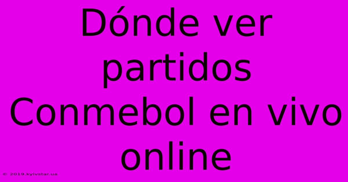 Dónde Ver Partidos Conmebol En Vivo Online