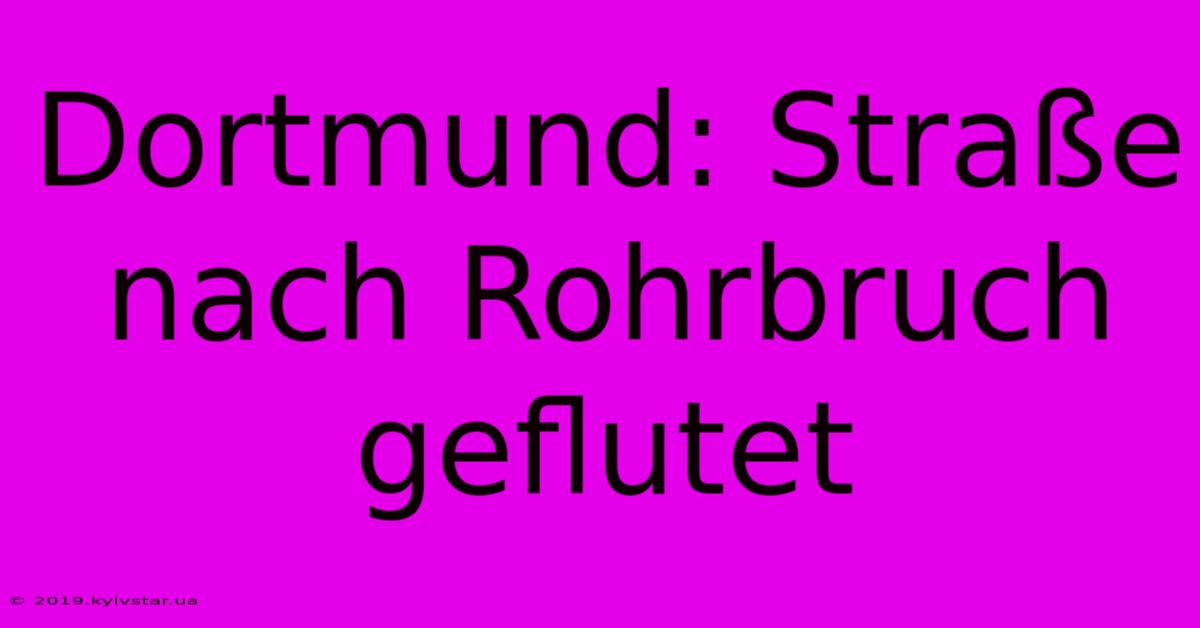 Dortmund: Straße Nach Rohrbruch Geflutet