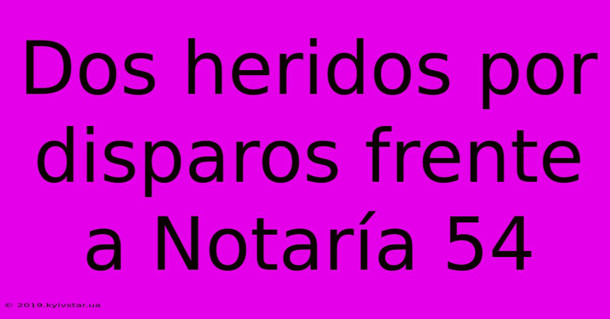 Dos Heridos Por Disparos Frente A Notaría 54