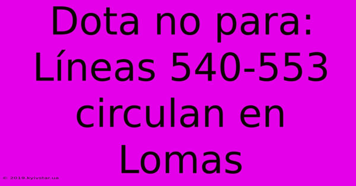 Dota No Para: Líneas 540-553 Circulan En Lomas