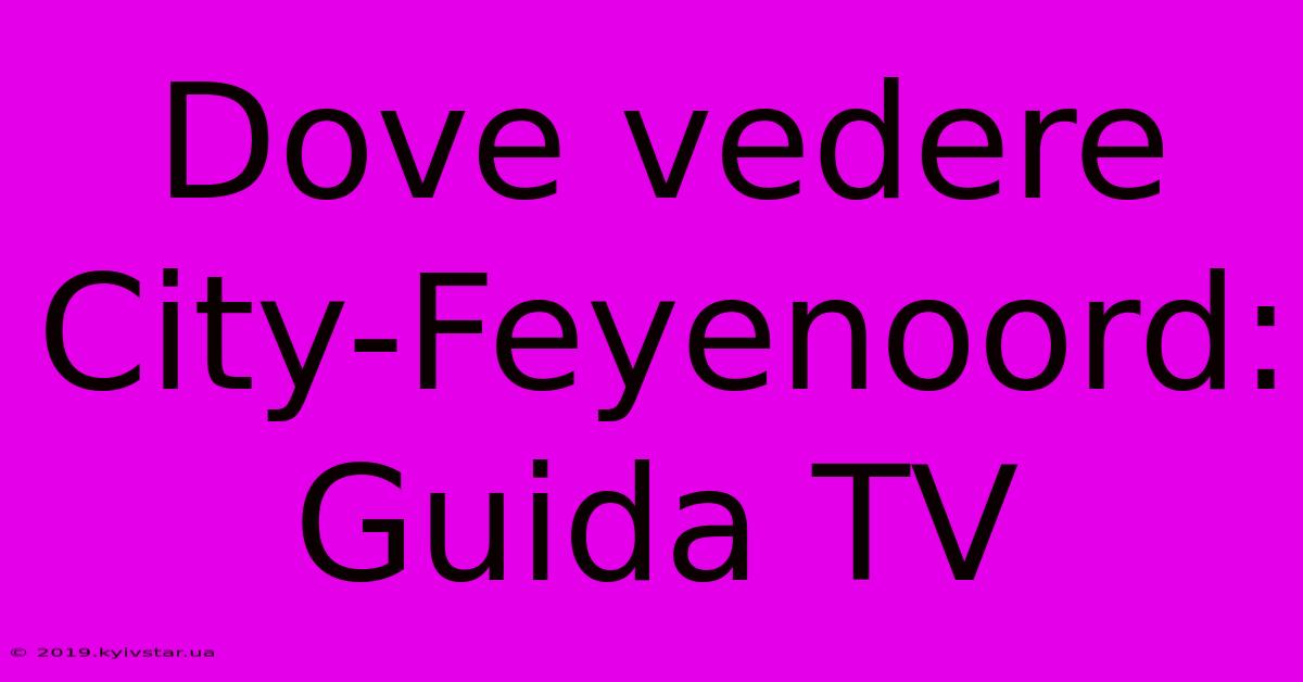 Dove Vedere City-Feyenoord: Guida TV