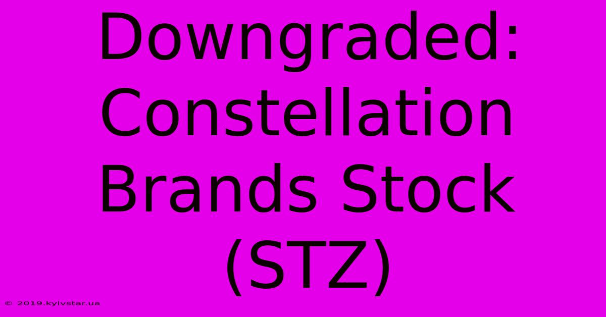 Downgraded: Constellation Brands Stock (STZ)