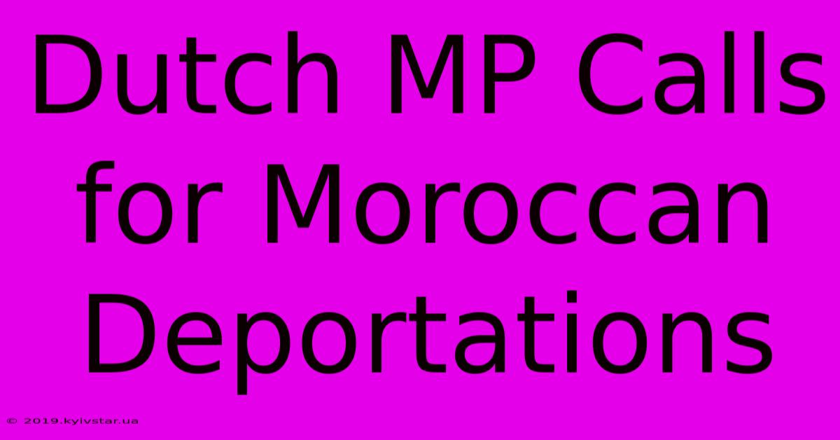 Dutch MP Calls For Moroccan Deportations