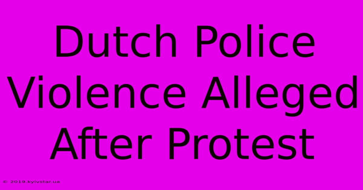 Dutch Police Violence Alleged After Protest 