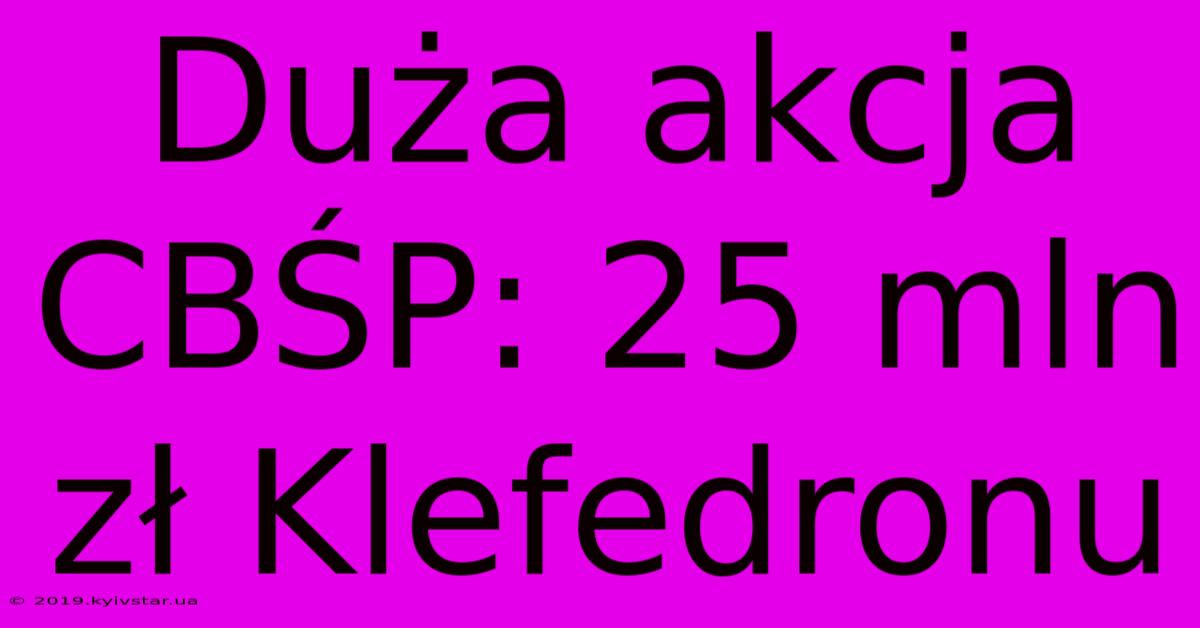 Duża Akcja CBŚP: 25 Mln Zł Klefedronu