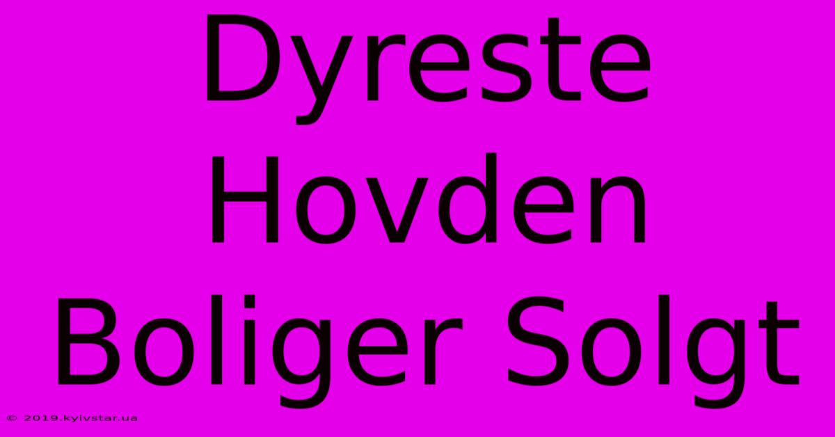 Dyreste Hovden Boliger Solgt