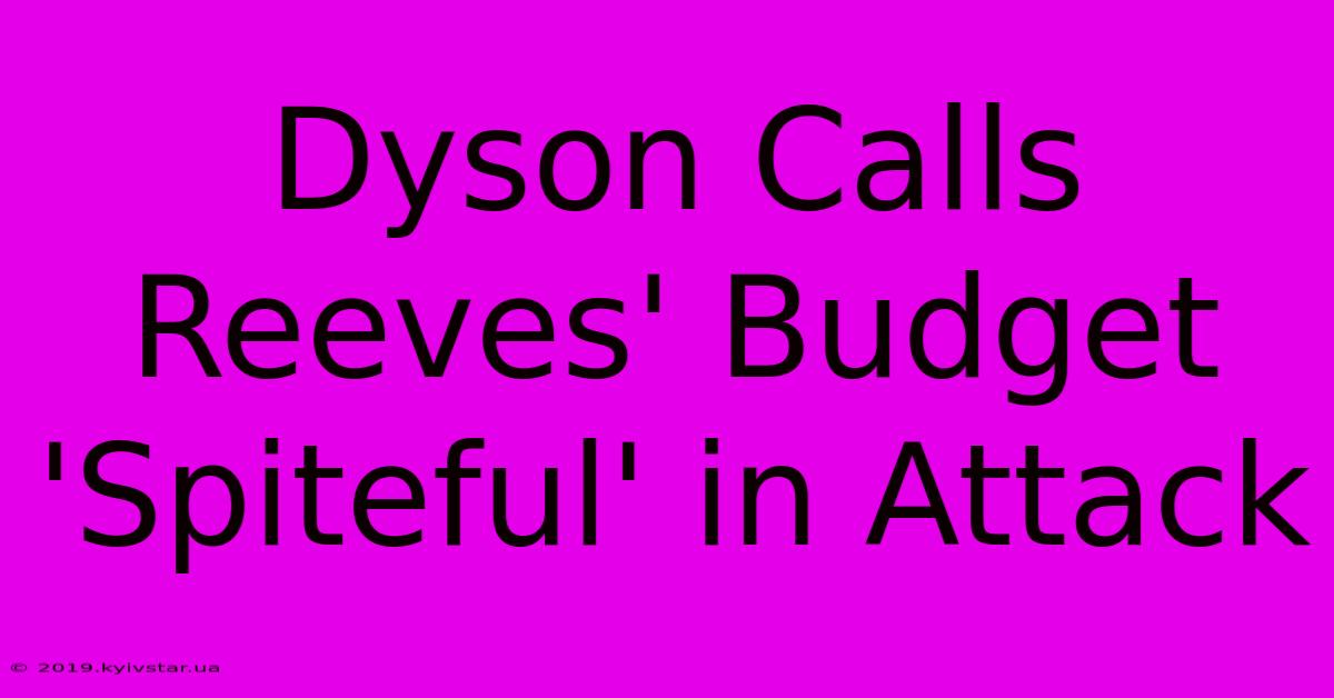 Dyson Calls Reeves' Budget 'Spiteful' In Attack