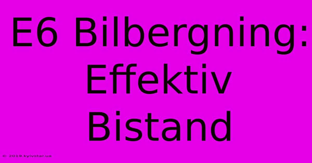 E6 Bilbergning: Effektiv Bistand