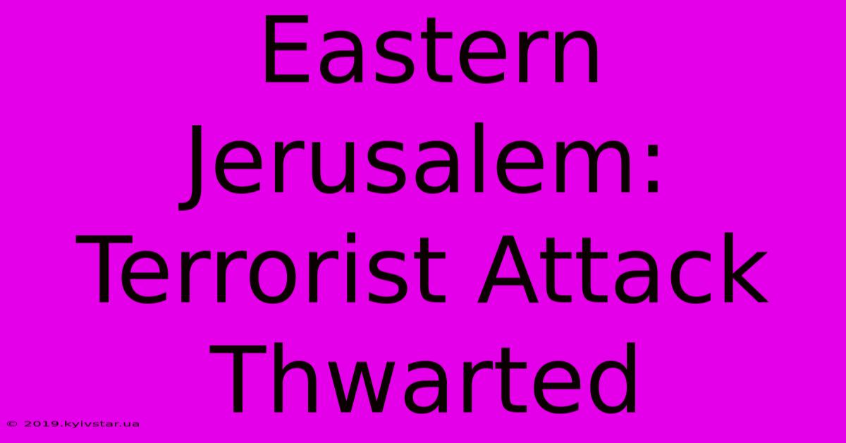 Eastern Jerusalem: Terrorist Attack Thwarted