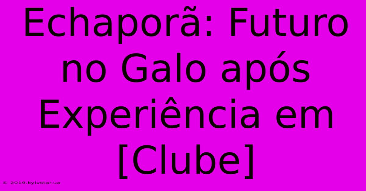 Echaporã: Futuro No Galo Após Experiência Em [Clube] 