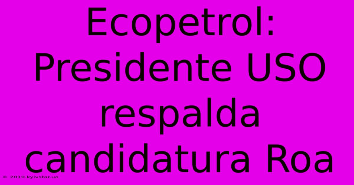 Ecopetrol: Presidente USO Respalda Candidatura Roa