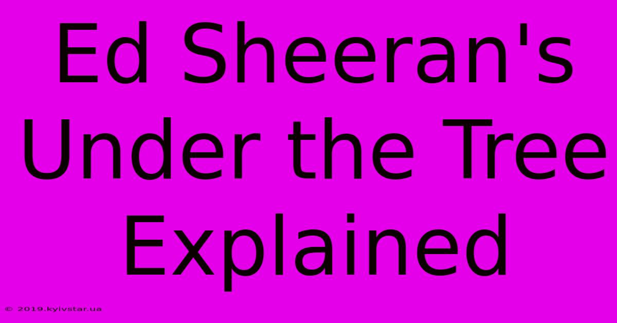 Ed Sheeran's Under The Tree Explained