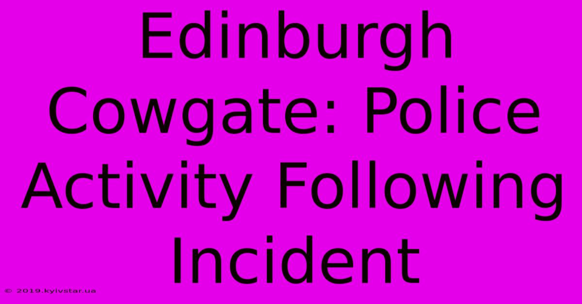 Edinburgh Cowgate: Police Activity Following Incident