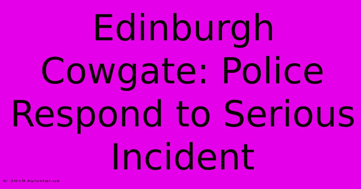 Edinburgh Cowgate: Police Respond To Serious Incident