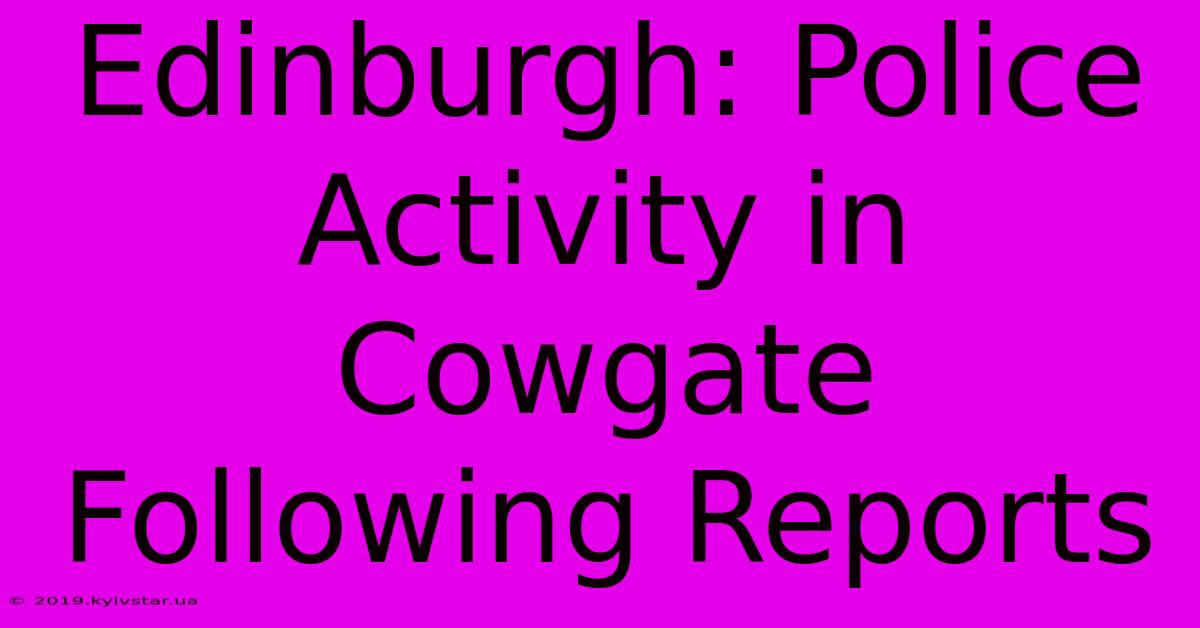 Edinburgh: Police Activity In Cowgate Following Reports