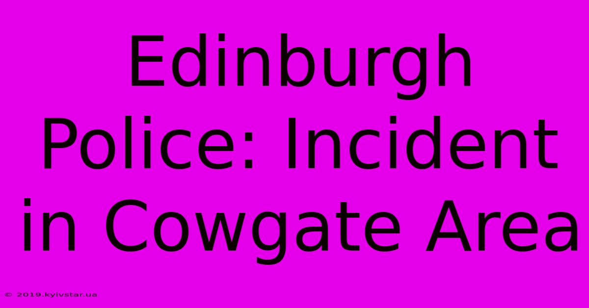 Edinburgh Police: Incident In Cowgate Area 