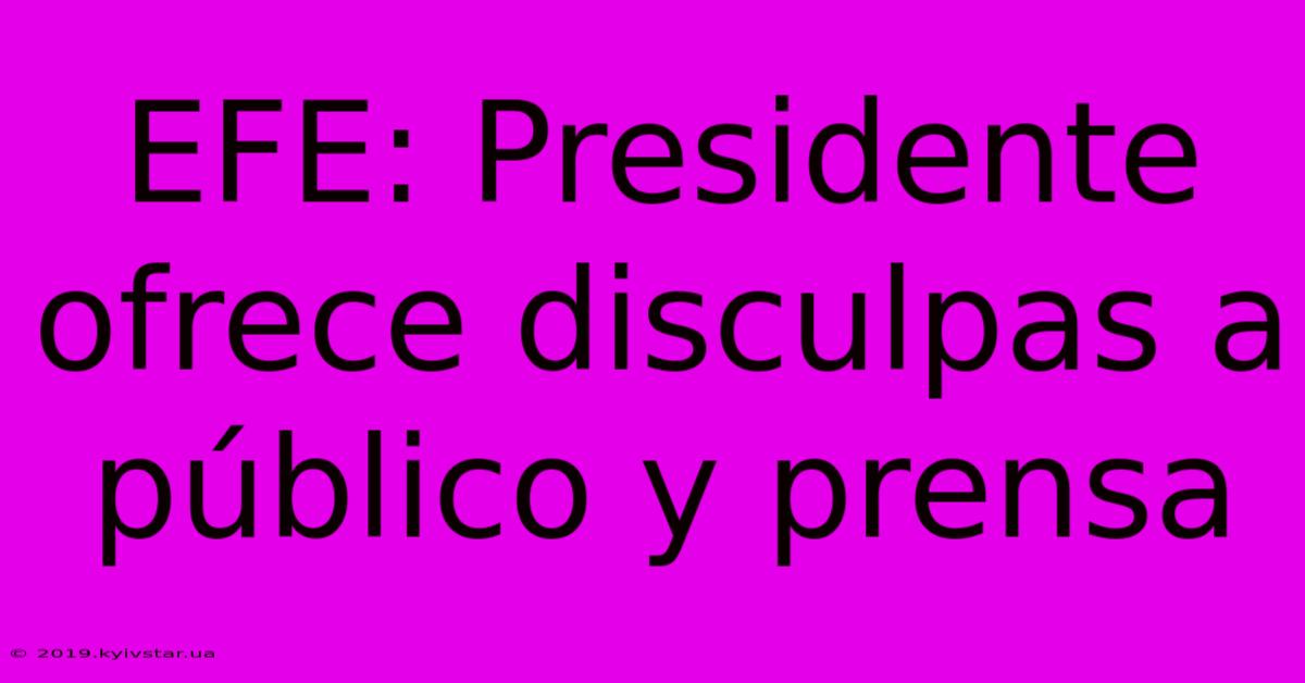 EFE: Presidente Ofrece Disculpas A Público Y Prensa