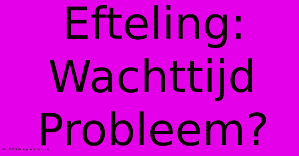 Efteling:  Wachttijd Probleem? 