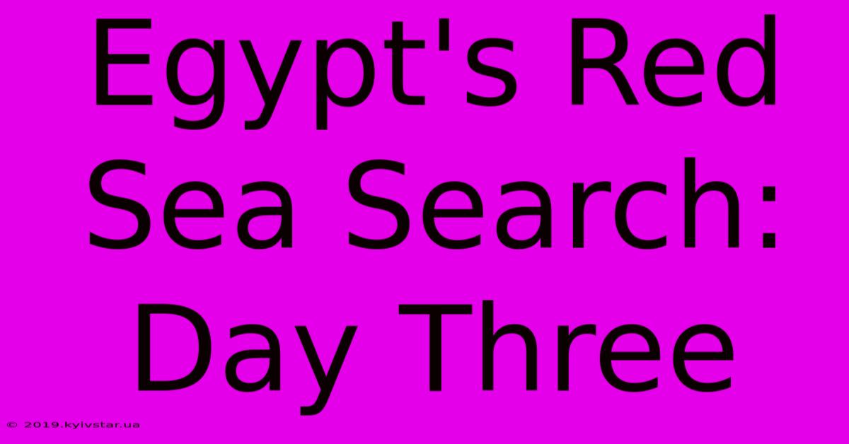 Egypt's Red Sea Search: Day Three