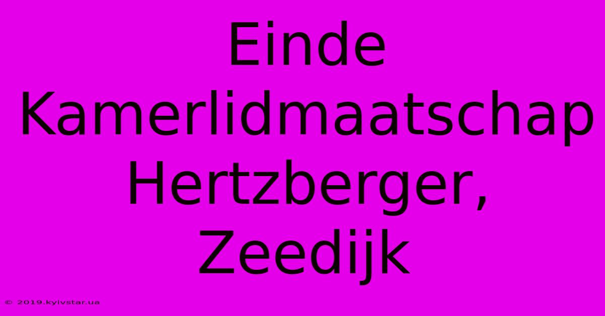 Einde Kamerlidmaatschap Hertzberger, Zeedijk