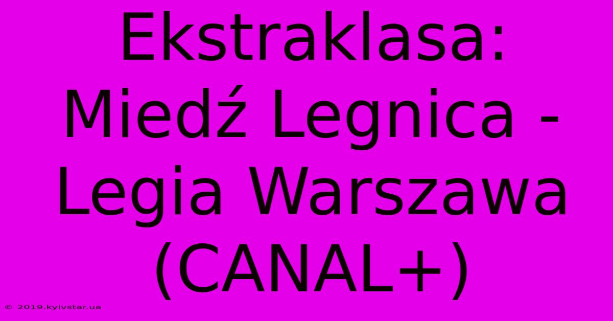 Ekstraklasa: Miedź Legnica - Legia Warszawa (CANAL+) 