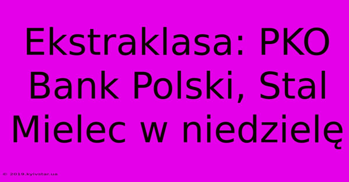 Ekstraklasa: PKO Bank Polski, Stal Mielec W Niedzielę 