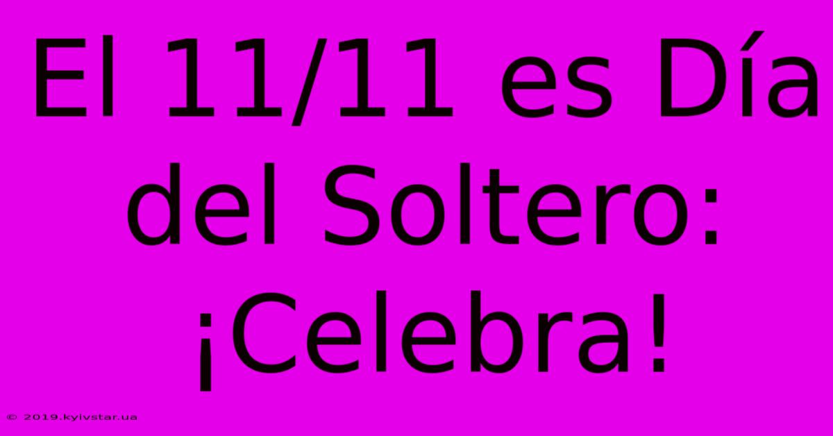 El 11/11 Es Día Del Soltero: ¡Celebra! 