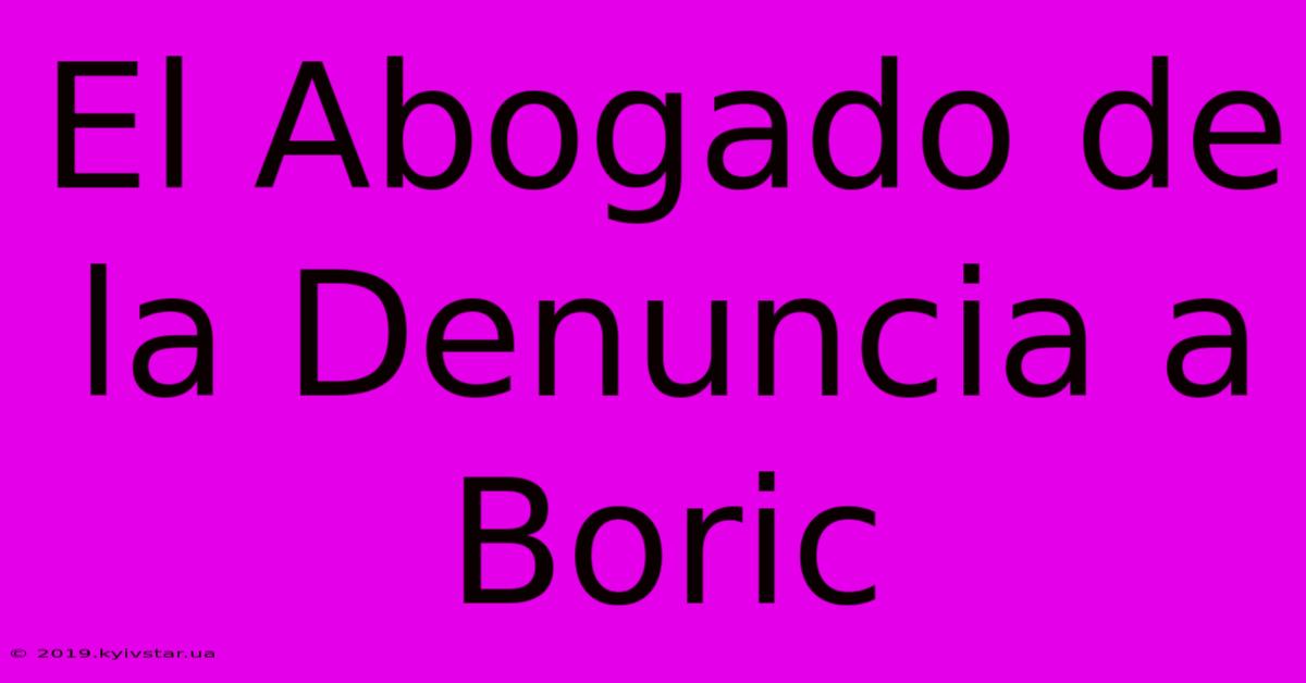 El Abogado De La Denuncia A Boric