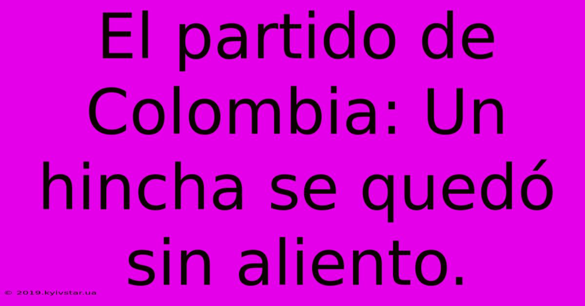 El Partido De Colombia: Un Hincha Se Quedó Sin Aliento.