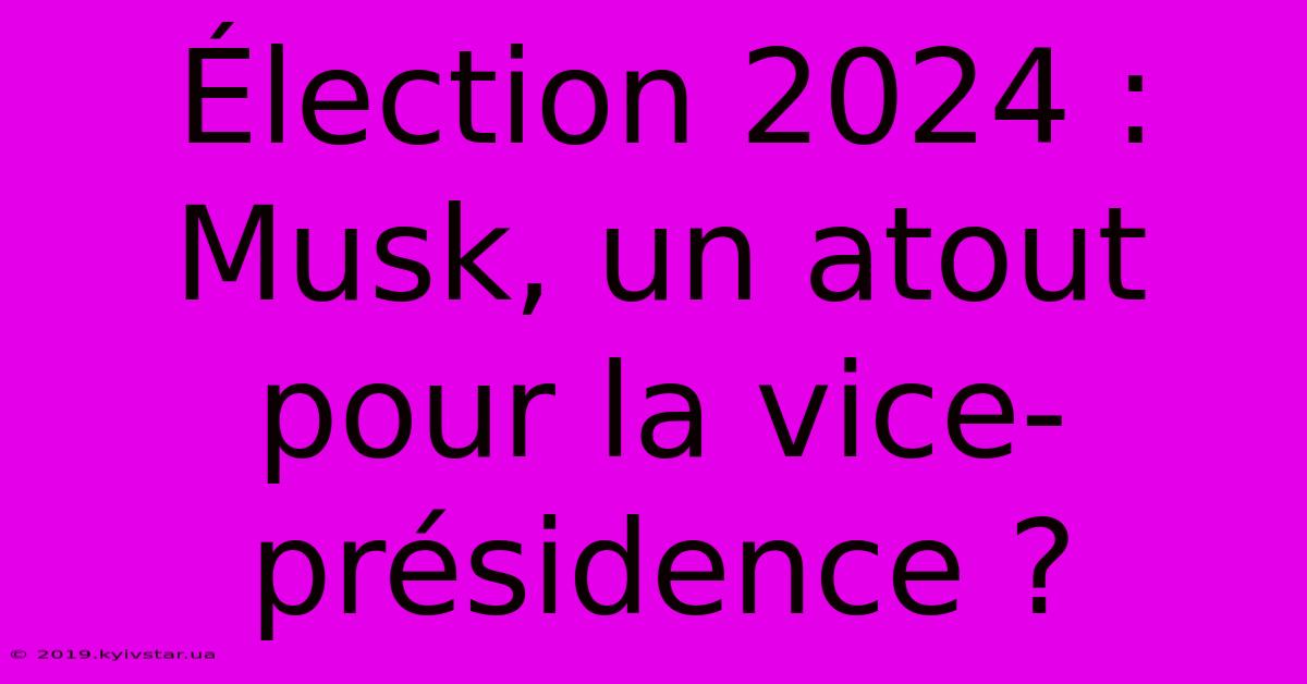 Élection 2024 : Musk, Un Atout Pour La Vice-présidence ? 