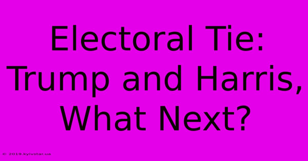 Electoral Tie: Trump And Harris, What Next? 