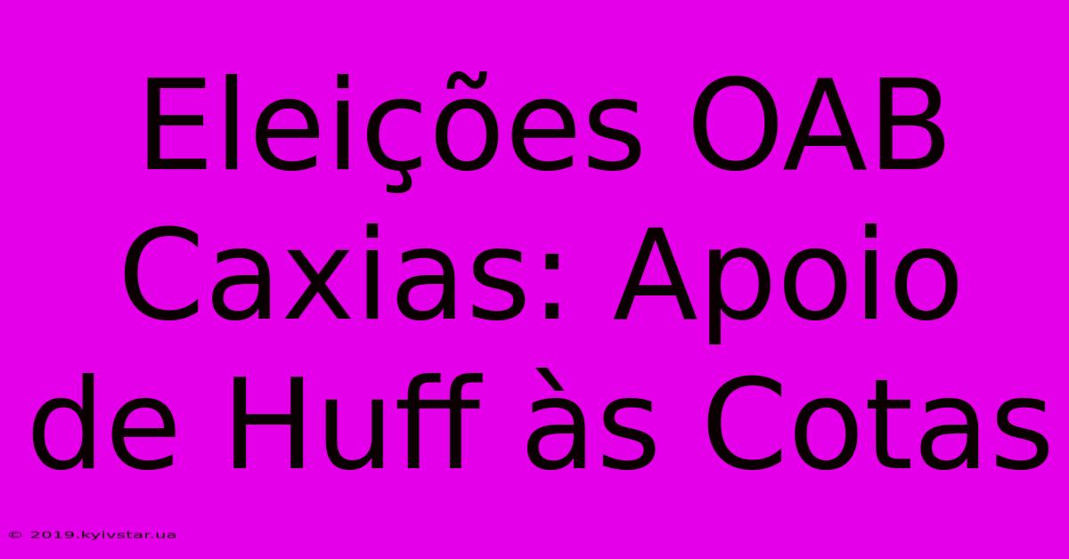 Eleições OAB Caxias: Apoio De Huff Às Cotas