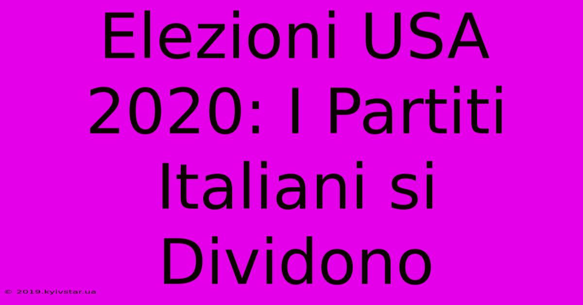 Elezioni USA 2020: I Partiti Italiani Si Dividono