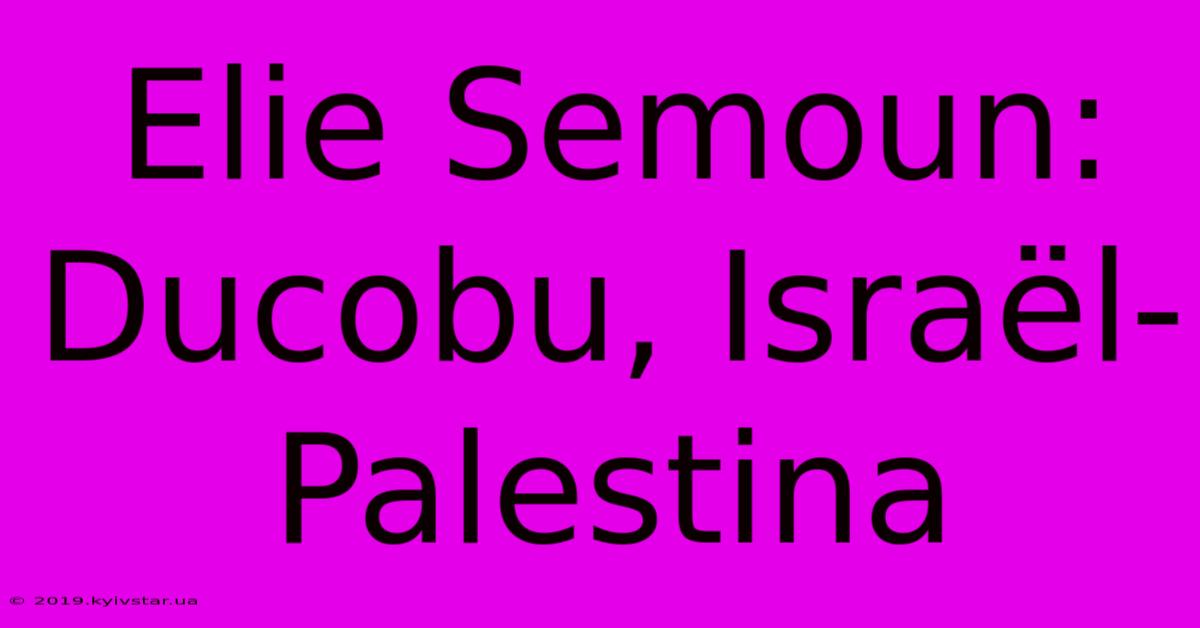 Elie Semoun: Ducobu, Israël-Palestina 