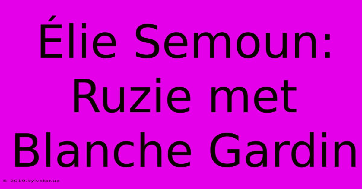 Élie Semoun: Ruzie Met Blanche Gardin